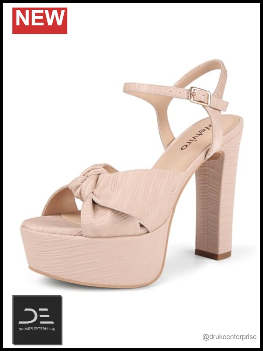 Women's Platform Block Heel Ankle Strap Bow Sandals Heels Size